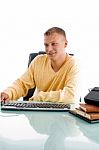 Man Working On  Desk Stock Photo