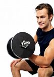 Man Working Out With Dumbbells Stock Photo