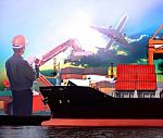 Manager Working In Ship Port And Air Plane Cargo Logistic Use As Stock Photo