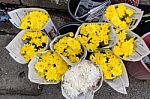 Many Types Of Flowers For Sale Along The Way Stock Photo