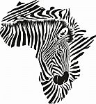 Map Of Africa Made Of Zebra Head And Skin Stock Photo