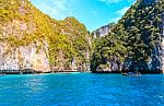 Maya Bay Phi Phi Islands Andaman Sea Krabi, South Of Thailand Stock Photo