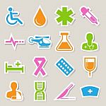 Medical Sticker Icons Set, . Illustration Stock Photo