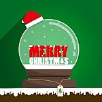 Merry Christmas Text In Snow Globe Stock Photo