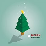 Merry Christmas Tree Isometric Stock Photo