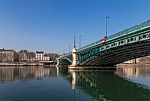 Metal Bridge Over A River Stock Photo