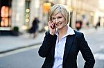 Middle Aged Businesswoman On Cellphone Stock Photo