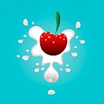 Milk Splash On Cherry Stock Photo