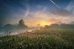 Misty Morning On The River Stock Photo