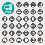 Mobile Devices , Computer And Network Connections Icons Set Stock Photo