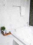 Modern Jacuzzi Bathtub Stock Photo