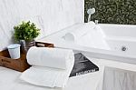 Modern Jacuzzi Bathtub Stock Photo