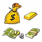 Money And Gold Stock Photo