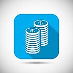 Money Coin Flat Long Shadow Icon Stock Photo