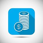 Money Coin Flat Long Shadow Icon Stock Photo