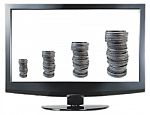 Monitor And Money Stock Photo