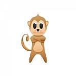 Monkey With Illustration Cute Cartoon Of Paper Cut Stock Photo