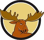 Moose Head Circle Cartoon Stock Photo