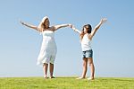 Mother and Daughter in outdoor Stock Photo