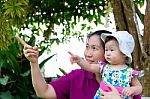 Mother And Daughter   In The Park Stock Photo