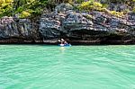 Mother And Daughter On Kayak Stock Photo