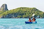 Mother And Daughter Travel By Kayak Stock Photo