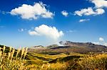 Mount Aso Active Volcano In Kumamoto Prefecture, On The Island Of Kyushu, Japan Stock Photo