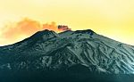 Mount Etna By Sunset Stock Photo