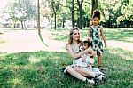 Multi-ethnic Family In The Park Stock Photo