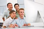 Multi Ethnic Group Of People Looking Computer Stock Photo