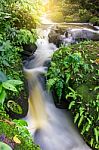 Mun Dang Waterfall In Deep Forest Fresh Green Rain Season In Tha Stock Photo