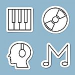 Music Line Icon Set Stock Photo