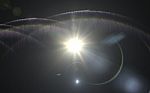 Natural Lens Flare.lens Flare Light Over Black Background. Easy To Add Overlay Or Screen Filter Over Photos Stock Photo