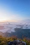 Nature In Sunrise On Mountain, Thailand Stock Photo