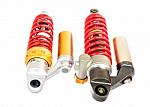 New Red Motorcycle Suspension Stock Photo