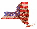 New York State Map Flag Pattern Stock Photo