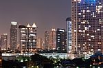 Night Architecture Business Office Building And  Modern Complex Stock Photo