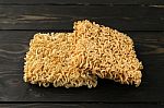 Noodles On Table Wood Background Stock Photo