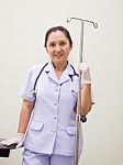 Nurse With I.v Drips Equipment Stock Photo