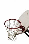 Old Basketball Board And Hoop On White Background Stock Photo