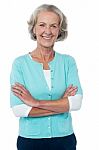 Old Lady In Casual Wear Posing Confidently Stock Photo