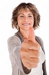 Old Lady Showing Thumbs Up Stock Photo