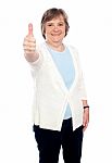 Old Lady Showing Thumbs Up Stock Photo