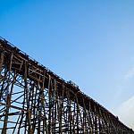 Old Long Wooden Bridge Stock Photo