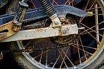 Old Motorcycle Parked On The Wayside Stock Photo