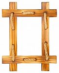 Old Wooden Frame With Rope Stock Photo