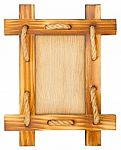 Old Wooden Frame With Rope Stock Photo