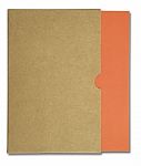 Orange Notebook In Brown Paper Case Isolated On White Background Stock Photo