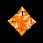 Orange Ribbon Flower Made With Folded Hands On Black Background Stock Photo