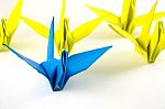 Origami Birds Demonstrate Think Different Concept. Bird Paper Folding Stock Photo